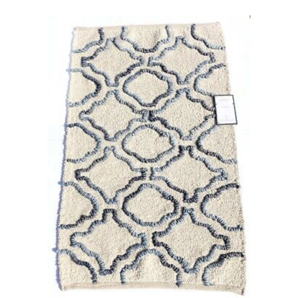 "Threshold Cotton Bath Rug 20"" X 34"" Blue/Cream